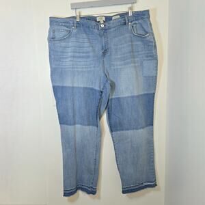 LOGO BY LORI GOLDSTEIN WOMEN'S LIGHT WASH SHADOW PATCH BOYFRIEND JEANS Size 24 W